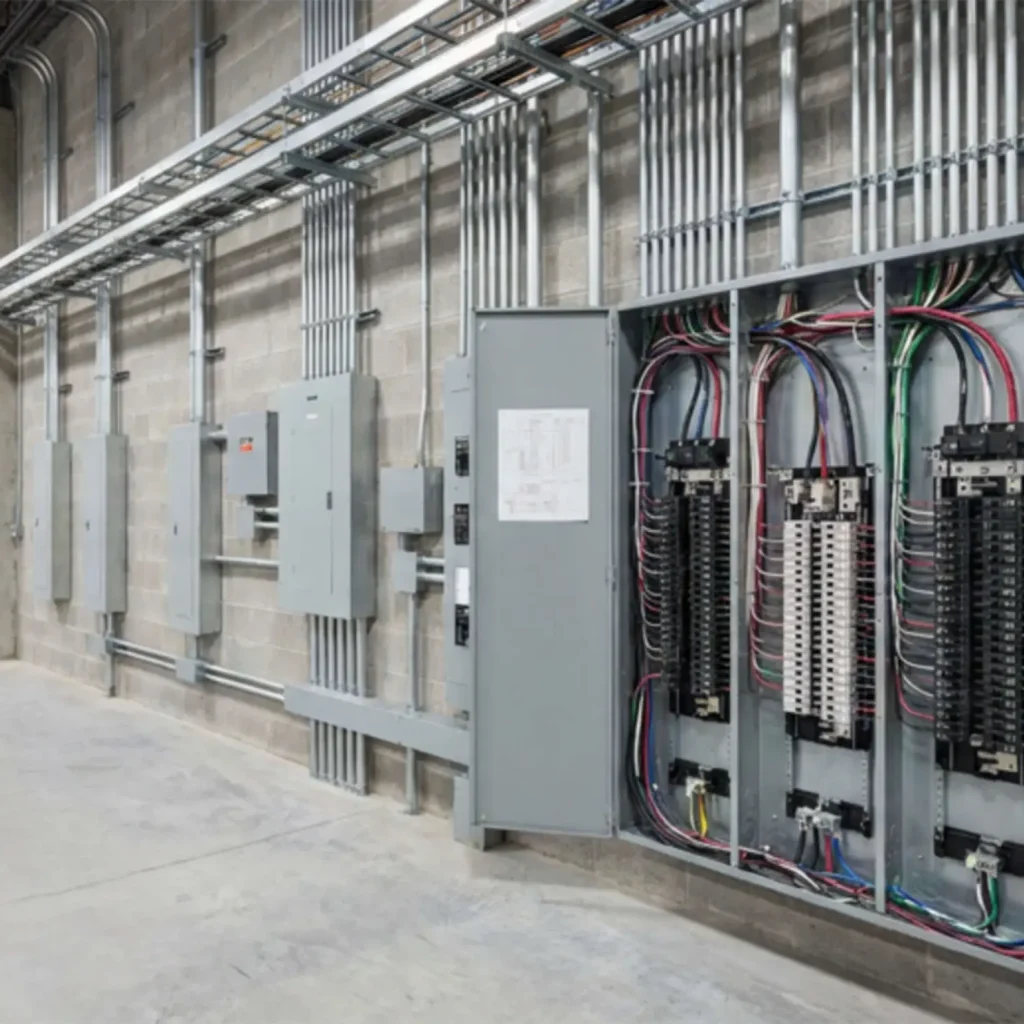 Transformer and service installation panel with single-phase and three-phase wiring by Phaze In Electric Ltd